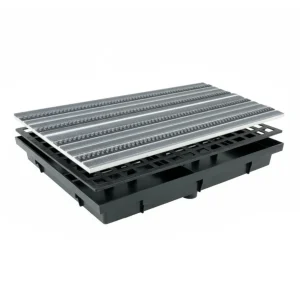 ZMM Maxpol Wycieraczka systemowa 60x40 z odpływem, kratka - stal/szczotka/guma 01834